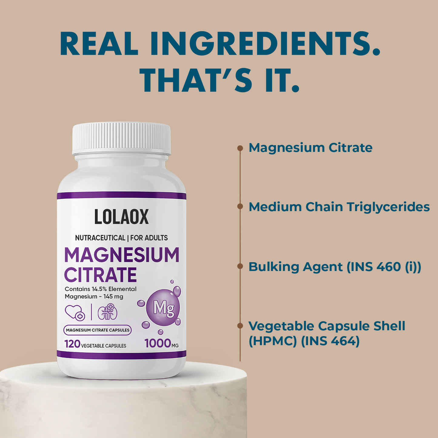 Magnesium Citrate 120 Vegetable Capsules