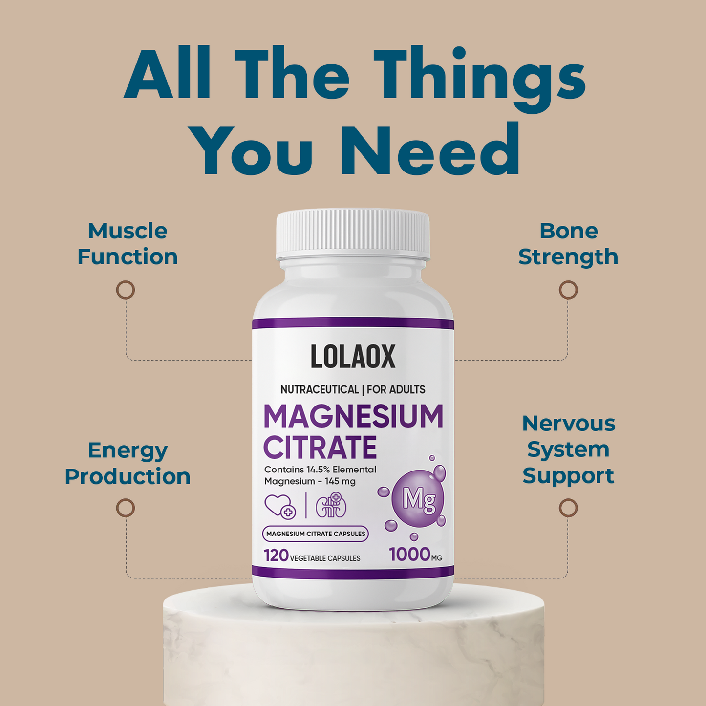 Magnesium Citrate 120 Vegetable Capsules